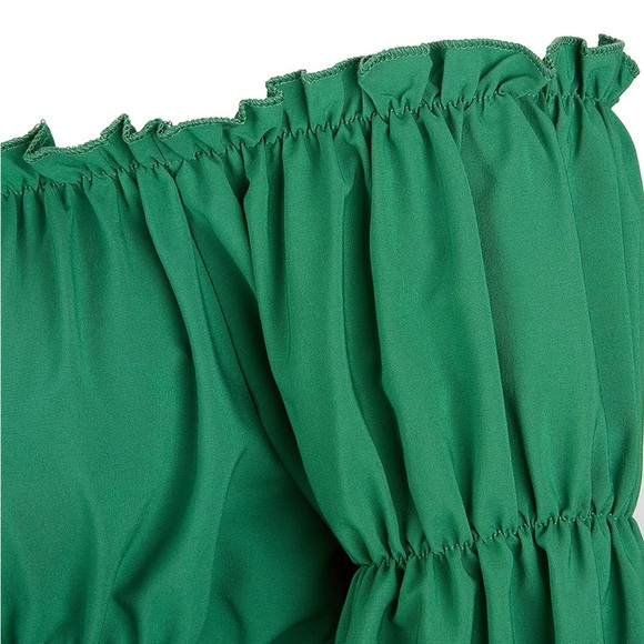 Green Off-Shoulder Smocked Top - Picture 4 of 7